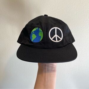 NWT Boss Dog World Peace Hat Nylon Buckle- Black Earth Peace Sign